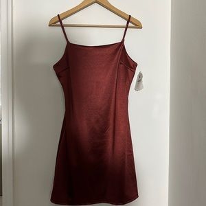 Mini spaghetti strap stretchy burgundy dress . Size L